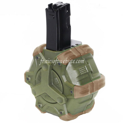 WE (WE-TECH) 350 Billes Gaz Chargeur Tambour Convient pour WE (WE-TECH) AP APACHE MP5 Série GBB Fusil Airsoft