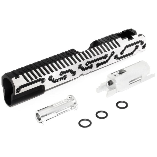 5KU CNC Aluminum Infinity Future Glissière Set Convient pour Tokyo Marui Hi-Capa 5.1 Série GBB Pistolets Airsoft Noir/Argent