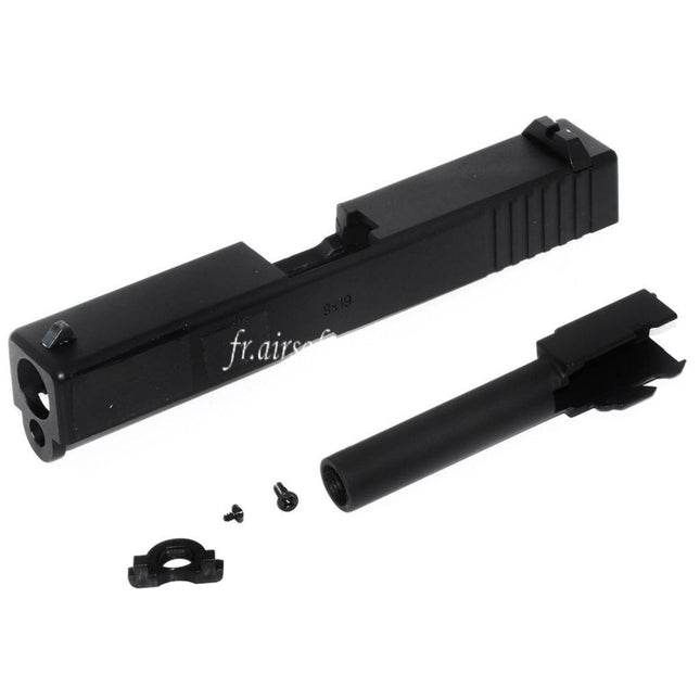 E&C Aluminum Canon Glissière Set Convient pour E&C Tokyo Marui G19 Série GBB Pistolet Airsoft Noir