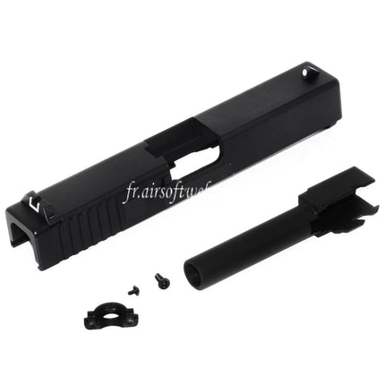 E&C Aluminum Canon Glissière Set Convient pour E&C Tokyo Marui G19 Série GBB Pistolet Airsoft Noir