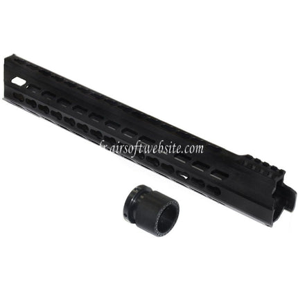 Golden Eagle 390mm Aluminium Free Float Keymod RAS Handschutzschiene passend für Golden Eagle 3202 M200 Sniper Airsoft Gewehr Schwarz