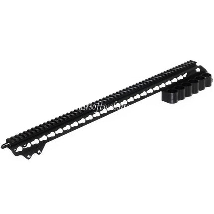 CYMA 537mm Aluminium KeyMod Top Rail System avec 6-Cartouche Collecteur Sac Convient pour CYMA Tokyo Marui M870 Série Shotgun Airsoft Noir