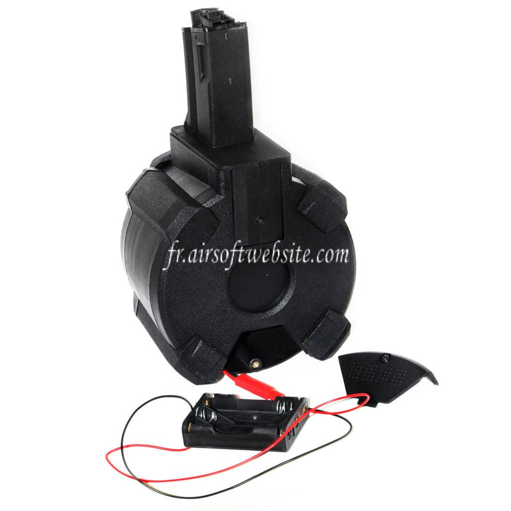 BATTLEAXE 1400 Billes Électrique Chargeur Tambour Convient pour MP5 Série AEG Fusil Airsoft Noir