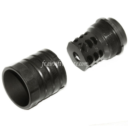 5KU 50mm 360 X37 Frein de Bouche Cache-Flamme avec Blast Shield Convient pour +24mm CW sens horaire Fileté Canon Fusil Airsoft Noir