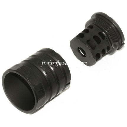 5KU 48mm 360 X37 Frein de Bouche Cache-Flamme avec Blast Shield Convient pour -14mm CCW sens antihoraire Canon Fusil Airsoft Noir