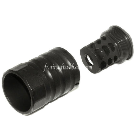 5KU 53mm 360 X12 Frein de Bouche Cache-Flamme avec Blast Shield Convient pour -14mm CCW sens antihoraire Canon Fusil Airsoft Noir