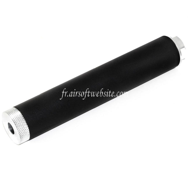 DOUBLE BELL 194mm/204mm x 35mm Silencieux Convient pour -14mm CCW sens antihoraire Fusil Airsoft Noir/Argent