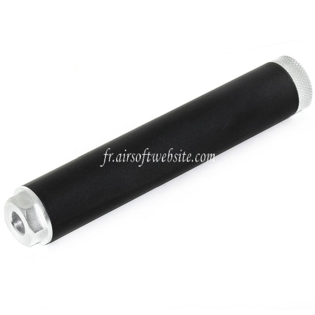 DOUBLE BELL 194mm/204mm x 35mm Silencieux Convient pour -14mm CCW sens antihoraire Fusil Airsoft Noir/Argent