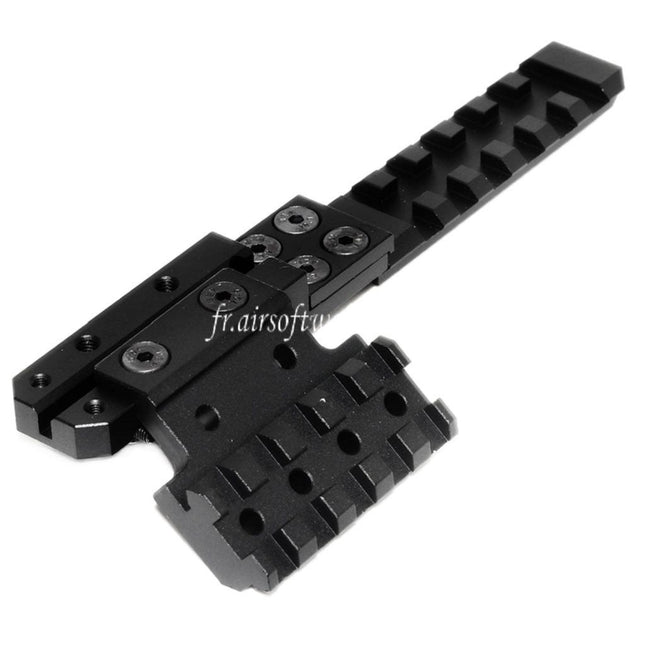 PPS CNC Aluminum Hausse Extended Rail Montage Set Convient pour AK Série AEG Fusil Airsoft Noir