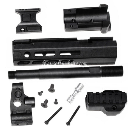 Dytac SLR Rifleworks ION Lite 165mm 6.5 Pouces Extended M-LOK Rail de Garde-Main Kit avec Canon Extérieur Convient pour GHK AK Série GBB Fusil Airsoft Noir