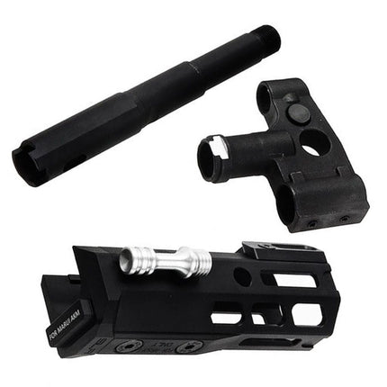 Dytac SLR Rifleworks 125mm 4.7 Pouces Light M-LOK Extended Rail de Garde-Main Kit avec Canon Extérieur Convient pour Tokyo Marui AKM Série GBB Fusil Airsoft Noir