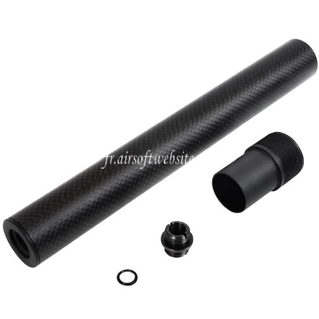 Laylax PSS 257mm/265mm Court Type Carbone Fibre Canon Extérieur Convient pour Tokyo Marui VSR-10 Série Bolt Action Sniper Airsoft Noir
