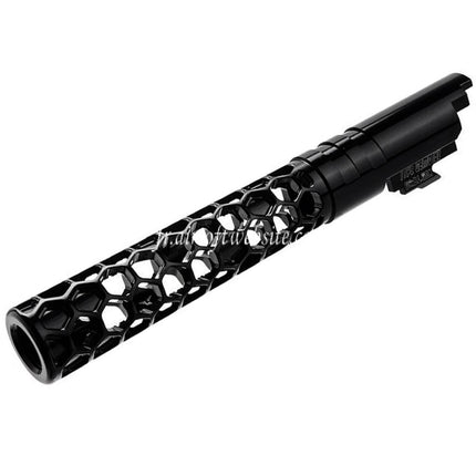 Dr. Black CNC 6063 Aluminum 5 Pouces 125mm Favos Style Canon Extérieur +11mm CW sens horaire Convient pour Armorer Works AW WE-TECH Tokyo Marui Hi-Capa 5.1 Série GBB Pistolet Airsoft