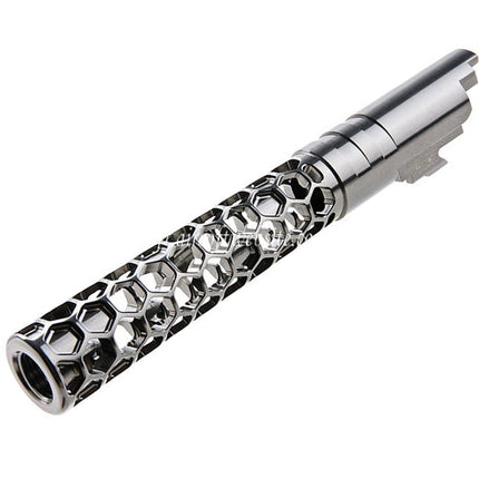 Dr. Black CNC 6063 Aluminum 5 Pouces 125mm Favos Style Canon Extérieur +11mm CW sens horaire Convient pour Armorer Works AW WE-TECH Tokyo Marui Hi-Capa 5.1 Série GBB Pistolet Airsoft