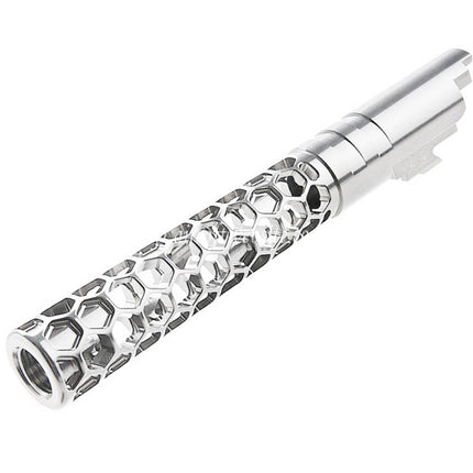 Dr. Black CNC 6063 Aluminum 5 Pouces 125mm Favos Style Canon Extérieur +11mm CW sens horaire Convient pour Armorer Works AW WE-TECH Tokyo Marui Hi-Capa 5.1 Série GBB Pistolet Airsoft