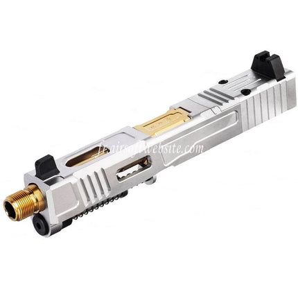 VFC CNC Acier Inoxydable Fowler Industries MKII Complète Haut Glissière Canon Set Convient pour Elite Force VFC G19X G45 GBB Pistolet Airsoft Argent