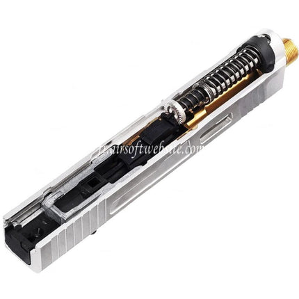 VFC CNC Acier Inoxydable Fowler Industries MKII Complète Haut Glissière Canon Set Convient pour Elite Force VFC G19X G45 GBB Pistolet Airsoft Argent