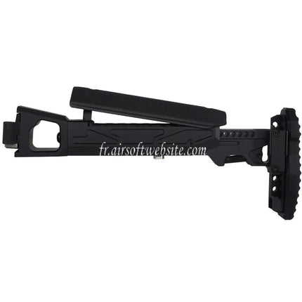 5KU KPYK Pliable Télescopique Crosse avec Cheek Riser Convient pour GHK AK74 Série GBB Fusils Airsoft Noir
