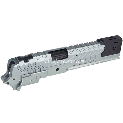 5KU CNC Aluminum Matrix Style Canon Extérieur Milieu Châssis Glissière Set Convient pour Tokyo Marui Hi-Capa Série GBB Pistolet Airsoft