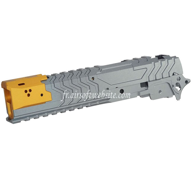 5KU CNC Aluminum Matrix Style Canon Extérieur Milieu Châssis Glissière Set Convient pour Tokyo Marui Hi-Capa Série GBB Pistolet Airsoft