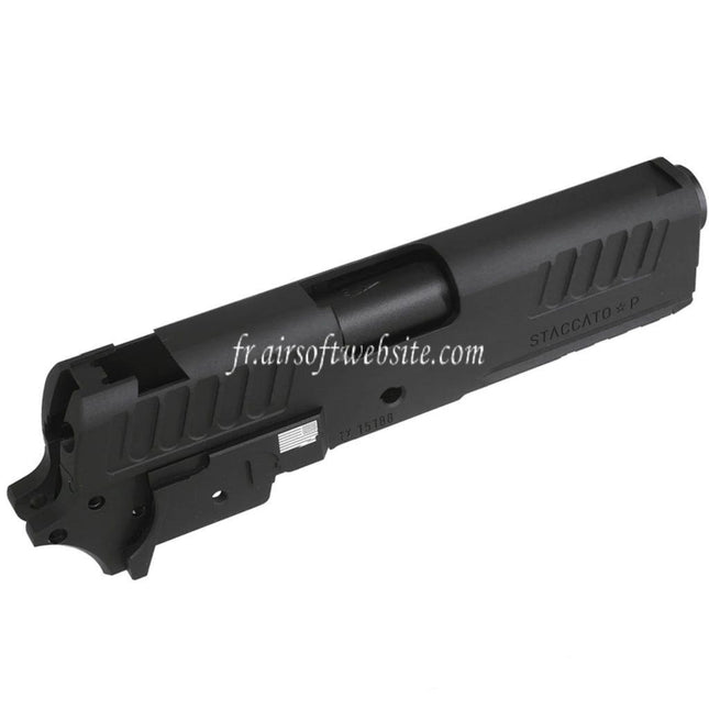 Bomber Airsoft CNC Aluminum Staccato-P 9mm 4.15 Style Canon Glissière Milieu Châssis Kit Set Convient pour Tokyo Marui Hi-Capa Série GBB Pistolets Noir