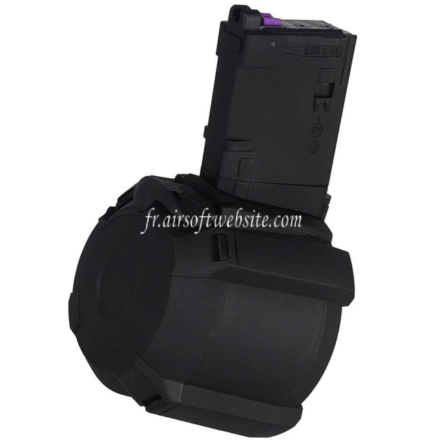 CYMA 500 Billes Électrique Contrôle du son Gaz Tambour Chargeur Convient pour CYMA CGS Tokyo Marui M4 Série MWS GBB Fusils Airsoft Noir