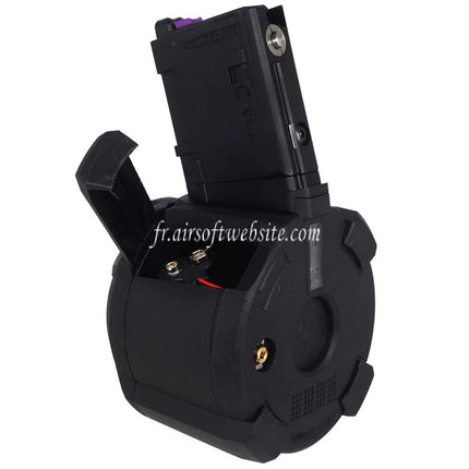 CYMA 500 Billes Électrique Contrôle du son Gaz Tambour Chargeur Convient pour CYMA CGS Tokyo Marui M4 Série MWS GBB Fusils Airsoft Noir