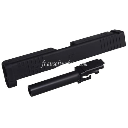 Bomber Airsoft CNC Aluminum Wilson Combat Style Glissière Canon Set Convient pour Tokyo Marui G19 Gen4 Série GBB Pistolets Noir