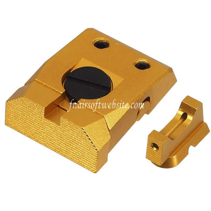 5KU CNC Aluminum Avant Viseur à Fibre Optique Viseur arrière réglable Convient pour KJ Works ASG CZ Shadow2 Série GBB Pistolets Airsoft