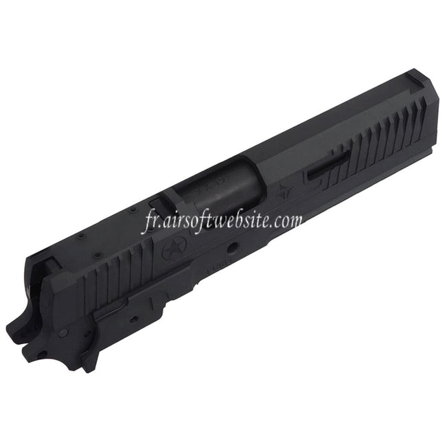 Bomber Airsoft CNC Aluminum TRIARC System Style Canon Milieu Châssis Glissière Kit Set Convient pour Tokyo Marui Hi-Capa Série GBB Pistolets Gris Titane