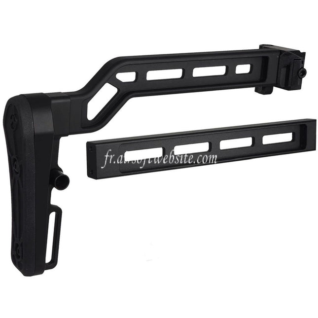 5KU Aluminum Tactique Picatinny Montagne Modulaire Pliant Crosse avec coussinet en caoutchouc Convient pour 20mm Rail Crosse Adaptateur Fusils Noir