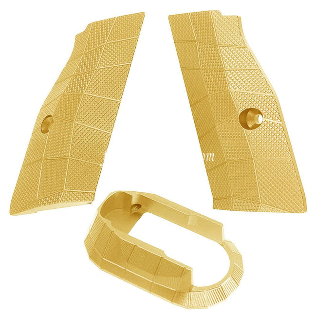 5KU CNC Aluminum LOK Style Antidérapant Court Poignée Couvre Panneau et Magwell Convient pour KJ Works ASG CZ Shadow2 Série GBB Pistolets Airsoft